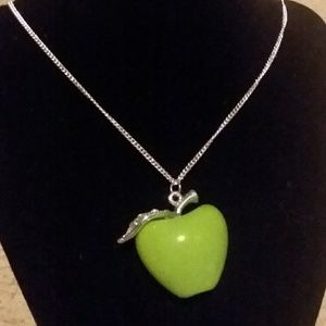 Green apple long hanging necklace